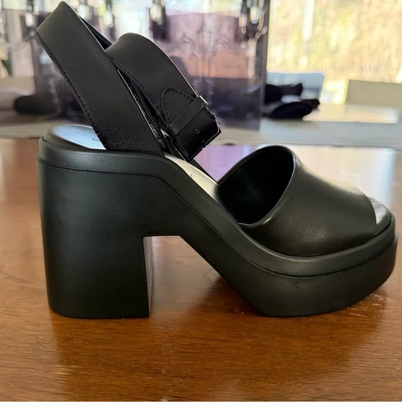 NWT BLACK ROBERT CLERGERIE NOE lambskin Platform Sandals - US SIZE 9 - Picture 7 of 10